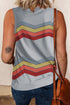 Crew Neck Floral Leopard Print Tank Top